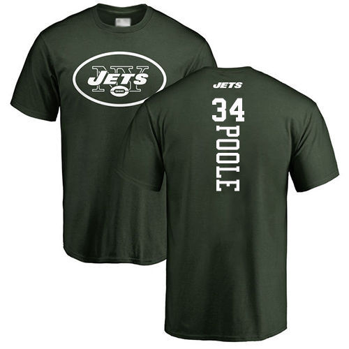 New York Jets Men Green Brian Poole Backer NFL Football #34 T Shirt->new york jets->NFL Jersey